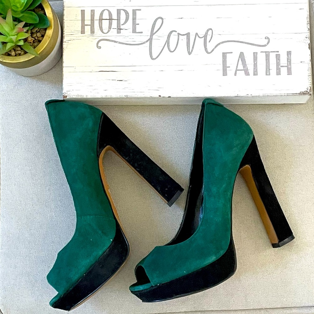 MR KT. Market Suede Peep Toe Pumps